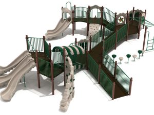 Noble Notch Inclusive Play Structure Front View in Neutral Color Scheme