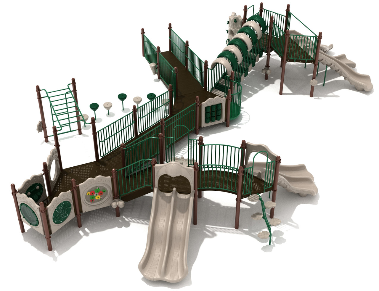 images Noble Notch Inclusive Play Structure Back View in Neutral Color Scheme