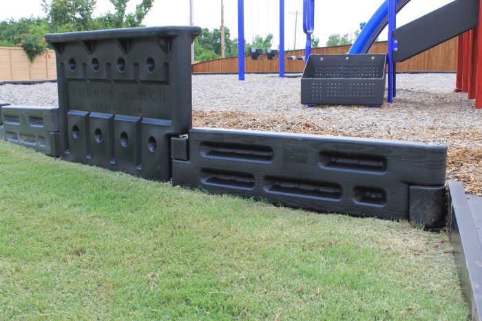 images The Playground Border Bench with 12" Border Timbers and Engineered Wood Fiber
