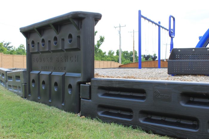 images The Playground Border Bench with 12" Border Timbers and Engineered Wood Fiber