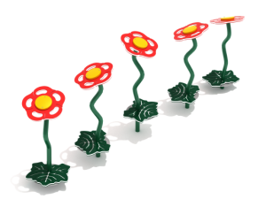 Flower Stepping Path - Brick Red/Sunglow Yellow Flower with Rainforest Green Post and Leaf