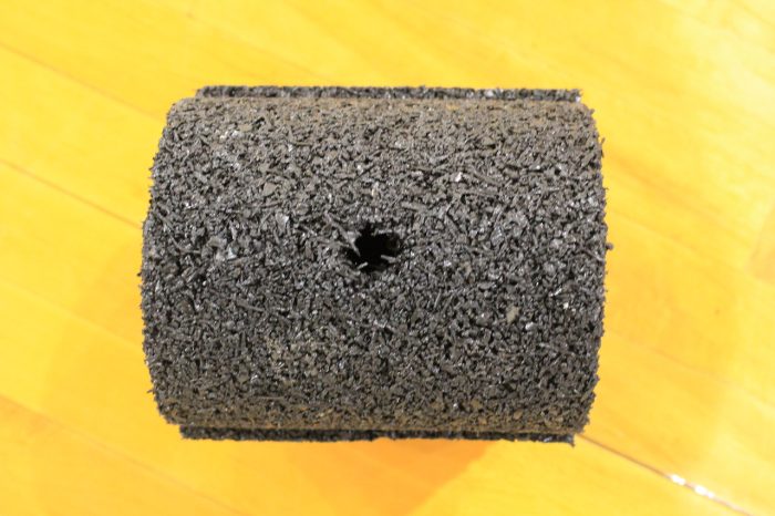 images The 8" rubber stanchions come with a pre-drilled hole for easy spike and border securing