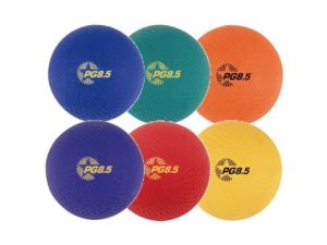 6-Pack Rubber Playground Balls- comes with Blue, Green, Orange, Purple, Red and Yellow