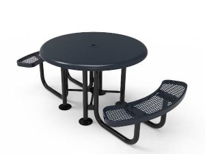 Round Nexus Pedestal Table with Solid Top - Portable- Expanded Metal