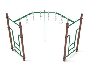 90 Degree Swinging Ring Ladder Playground Climber - Brown Posts/Rainforest Green Rails