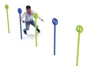 Agility Poles Set of 5 - Lime Green and Cobalt Blue Color Mix